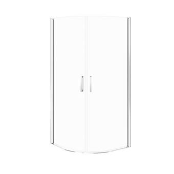 Douchecabine half rond MODUO 80×80×195 volledige deur chroom transparant glas S162-018