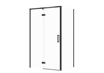 Set C121: Rechthoekige douchecabine LARGA scharnier 120×90×195 links zwart transparant glas S601-321
