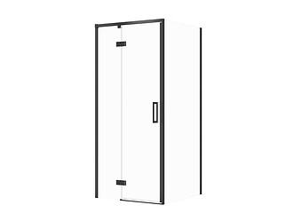 SET C99: Douchecabine rechthoekig LARGA scharnier 80x90x195 links zwart transparant glas S601-301