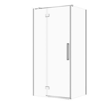SET B840: Douchecabine rechthoekig CREA scharnier 100x80x200 links chroom transparant glas S601-205
