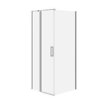 SET C104: Douchecabine rechthoekig MODUO scharnier 80 × 90 × 195 links chroom transparant glas S601-305