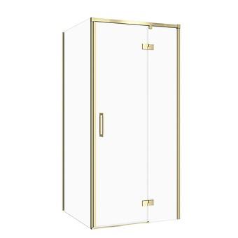SET C268: Douchecabine rechthoekig LARGA 80 × 90 × 195 rechts mat goud transparant glas S601-464