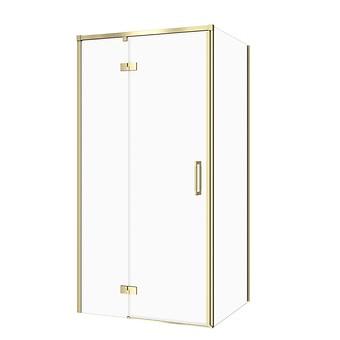 SET C277: Rechthoekige douchecabine LARGA 100×80×195 links goud mat transparant glas S601-469