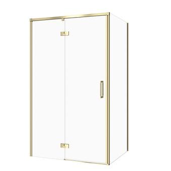SET C283: Rechthoekige douchecabine LARGA 120×80×195 links goud mat transparant glas S601-472
