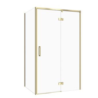 SET C284: Shower enclosure rectangular LARGA 120X90X195 right gold matt transparent glass S601-473