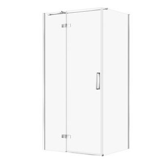Rechthoekige douchecabine JOTA 100×80×195 links chroom transparant glas S160-032