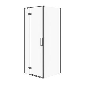 HOEKDOUCHECABINE JOTA 80×80×195 LINKS TRANSPARANT GLAS ZWART S160-007