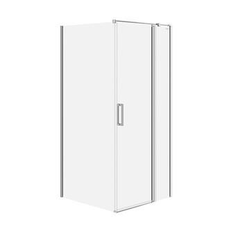 SET B848: VIERKANTE DOUCHECABINE MODUO SCHARNIER 90×90×195 RECHTS CHROOM TRANSPARANT GLAS S601-213