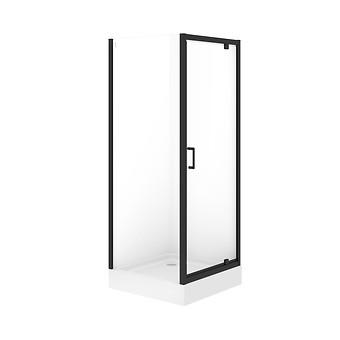 BRASCO Square Pivot Shower Enclosure 80x80x190 Black S168-011