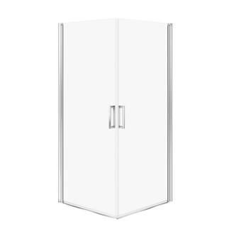 SET C385: Vierkante Douchecabine Moduo 90×90×195 2 Volledige Deuren Chroom Transparant Glas S601-482