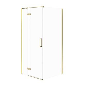 Vierkante Douchecabine JOTA 80×80×195 Links Goud Transparant Glas S160-023