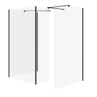 SET B807: WALK-IN DOUCHEWAND MILLE ZWART 90×90×30×200 VASTE WAND S601-194