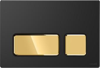 BLOCK SPOELKNOP ZWART MAT, TOETSEN GOUD GLANS K97-0400