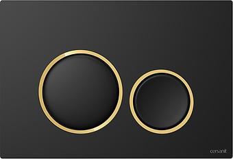 LUNA by Cersanit Ring Bedieningsplaat, Zwart Mat met Goud Glans Detail K97-0632