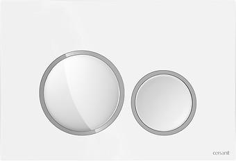 LUNA by Cersanit Ring Bedieningsplaat, Wit Glans met Chroom Glans Detail K97-0627