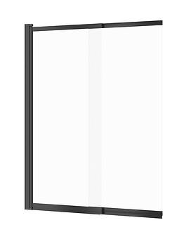 Bath Screen Double Wing Black LARGA 140×115 S932-142