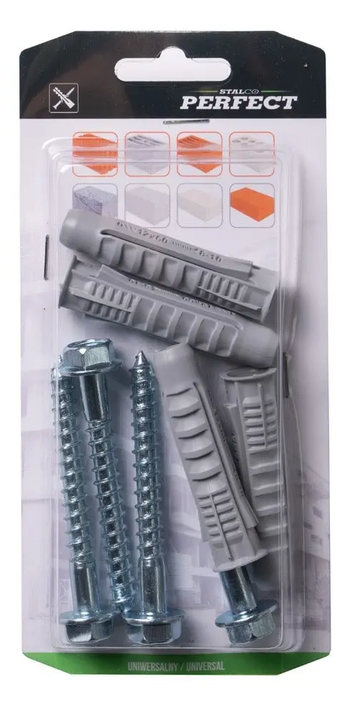 Universal hex head screw expansion plug RXK drill ø: ø10mm, screw: ø6,0x100mm 4 pcs STALCO PERFECT BRXK-10/6,0x100
