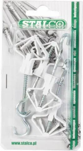OLA dowel with ceiling hook , drilling diameter: ø10mm, hook: ø3.5x62mm, 4 pcs. STALCO BOLA-HS