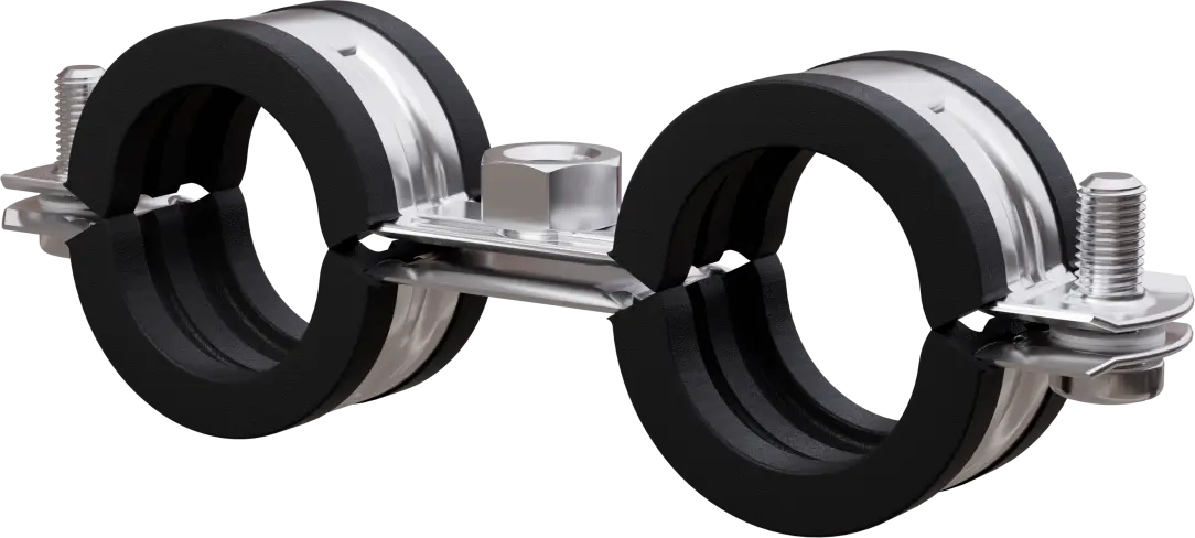 Double pipe clamp with rubber without mounting kit ORPG 3/8", Ø16 - 19 mm STALCO ORPG038