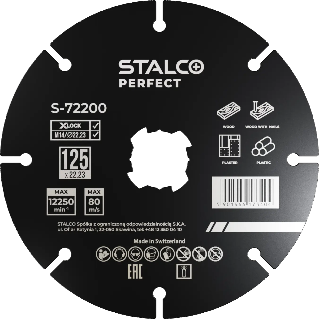 Carbide cutting disc X-LOCK 12250 1/min-1, M14/ø22,23 mm STALCO PERFECT S-72200