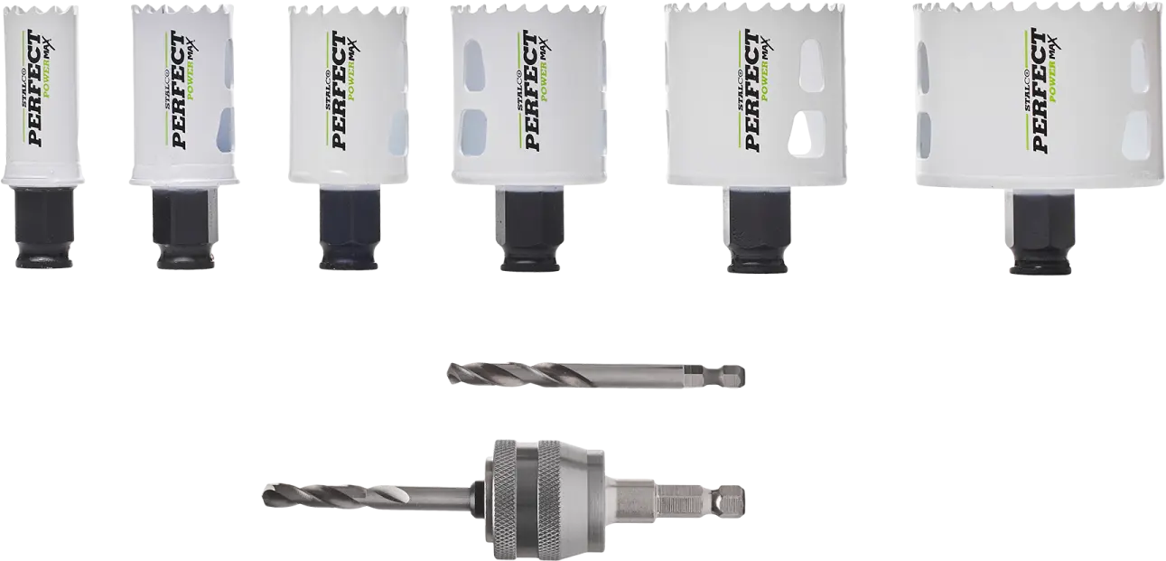 Bimetal hole saw set for electricians 22, 30, 35, 44, 51, 68 mm STALCO PERFECT S-70780