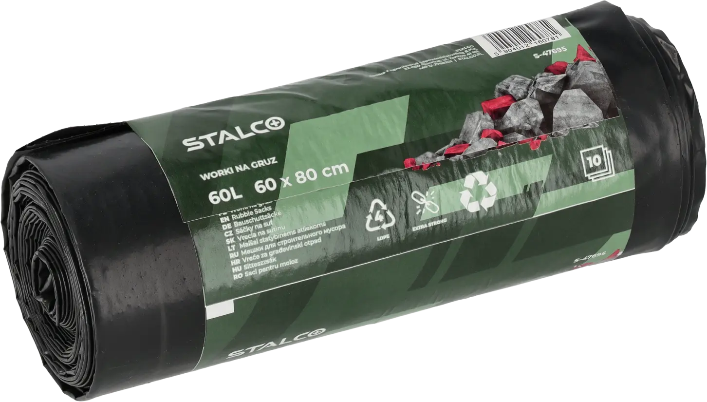 Rubble bags 60 L, 60 x 80 cm, pack of 10 STALCO S-47695