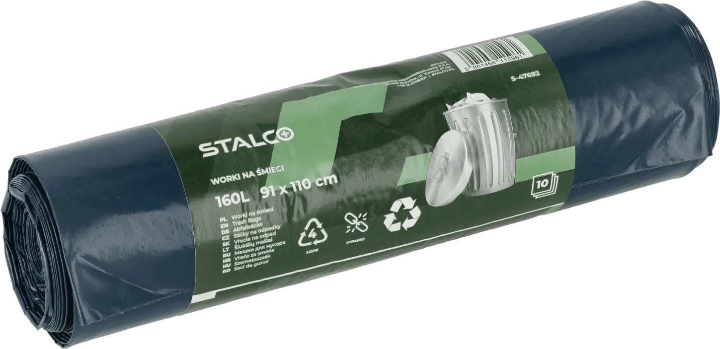 Garbage bags 300 L, 100 x 150 cm, pack of 5 pcs. STALCO S-47688