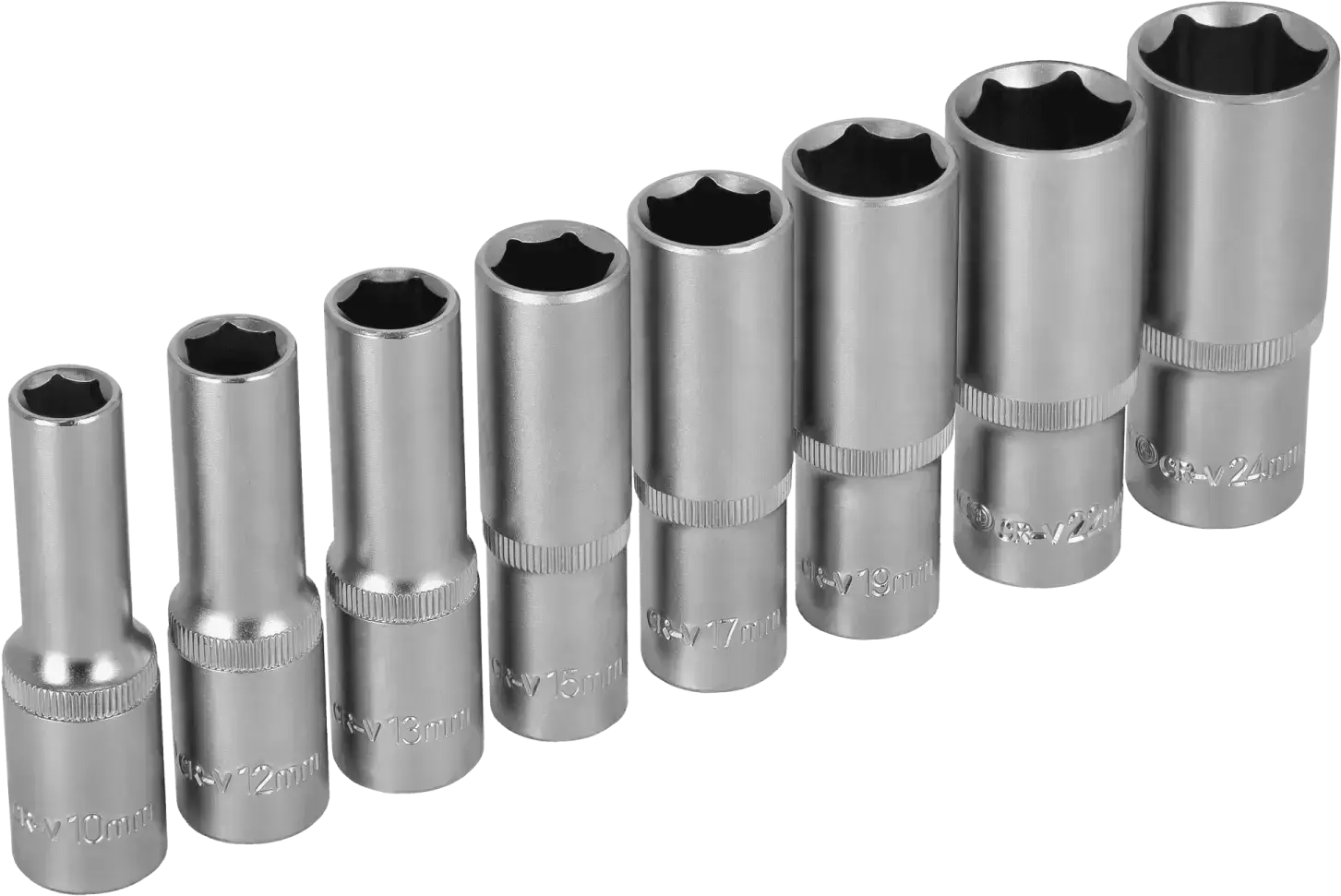 Deep socket set 1/2 on rail 8 pcs STALCO S-54059