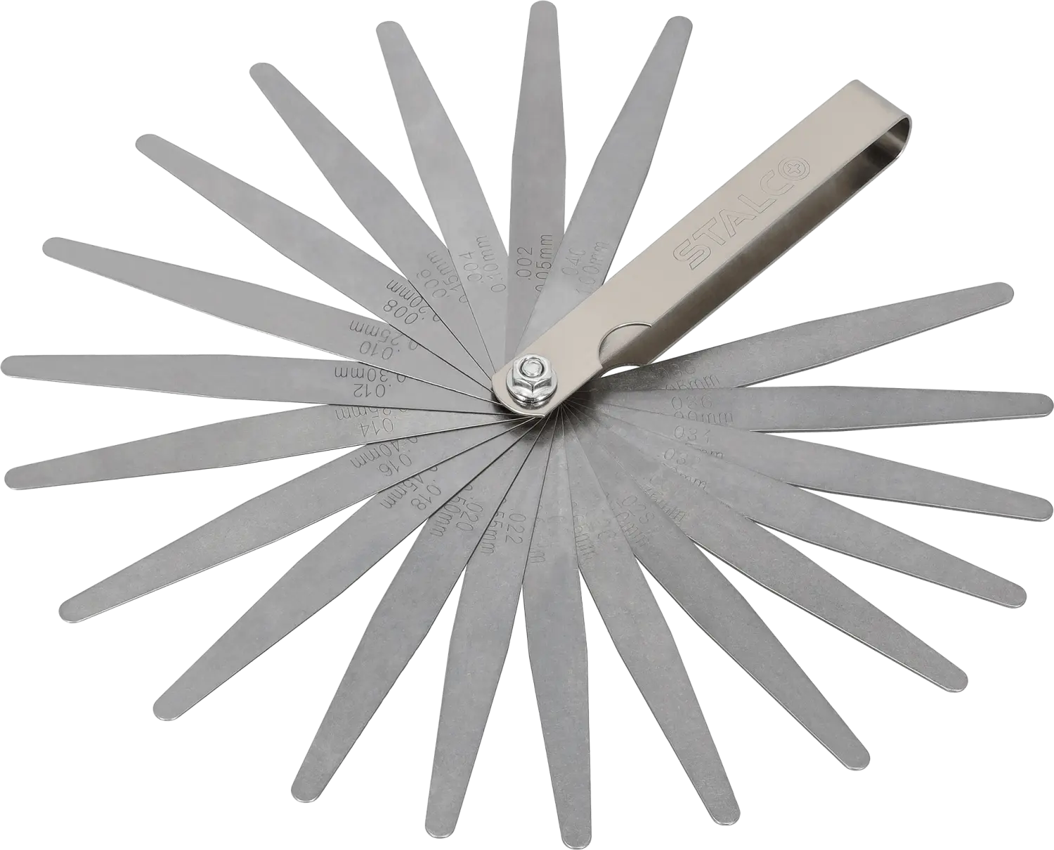 Voelermaat 20 bladen (0.05 - 1.0 mm) roestvrij staal STALCO S010510220 STALCO S010510220