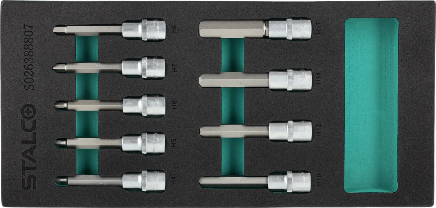 HEX S2 bit set: H4,H5,H6,H7,H8,H10,H12,H14,H17 EVA insert 9 pcs STALCO S026388807 STALCO S026388807
