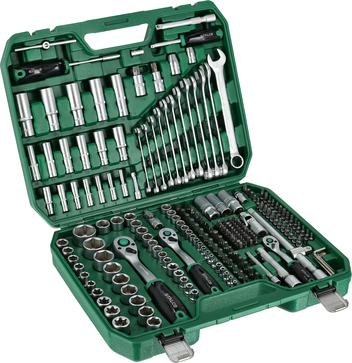 Socket and combination wrench set 1/2”+3/8”+1/4”, 219 pcs 90T, BMC STALCO S011100219 STALCO S011100219
