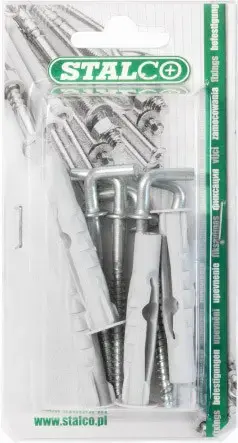 Universal expansion plug with straight hook KUHP , drilling diameter: ø6mm, hook: ø3.5x48mm, 8 pcs. STALCO BKUHP-.6*48
