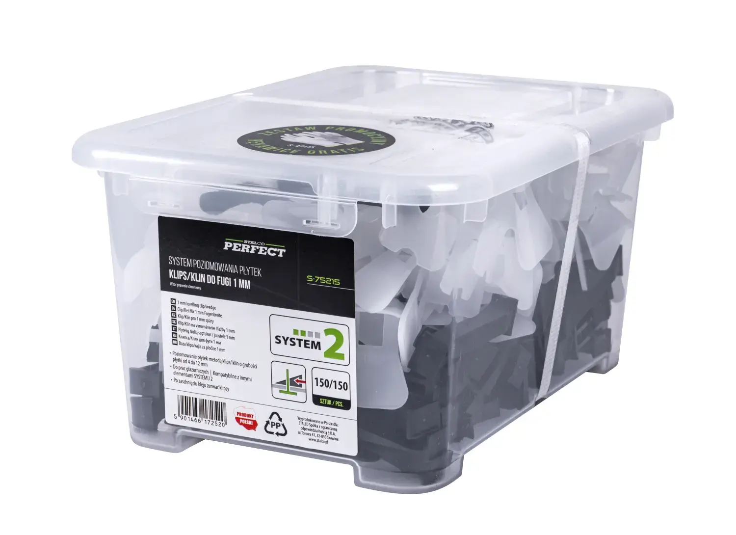 Leveling set SYSTEM 2 1mm, 150/150 pcs STALCO PERFECT S-75215
