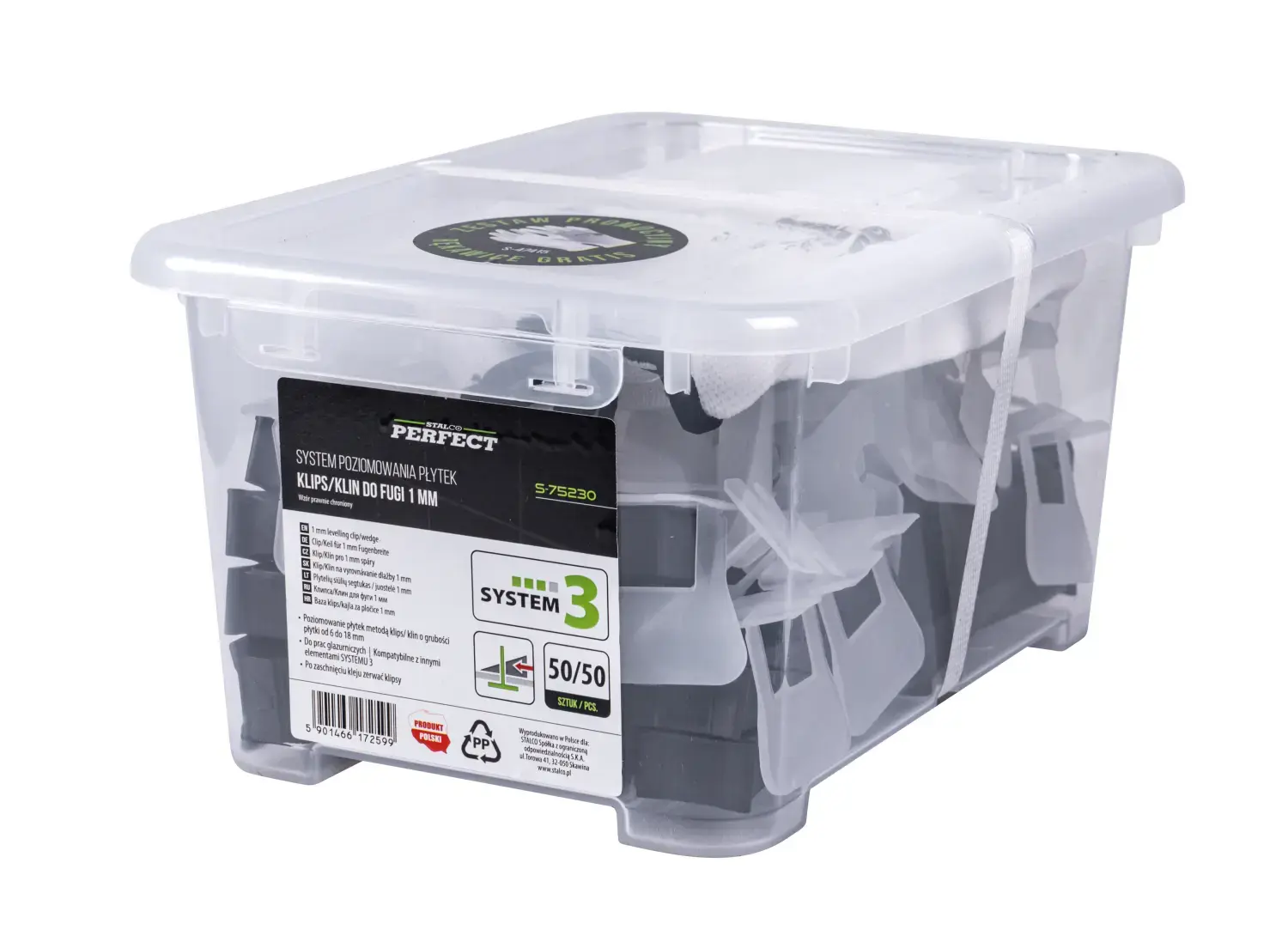 Leveling set SYSTEM 3 1mm, 50/50 pcs STALCO PERFECT S-75230