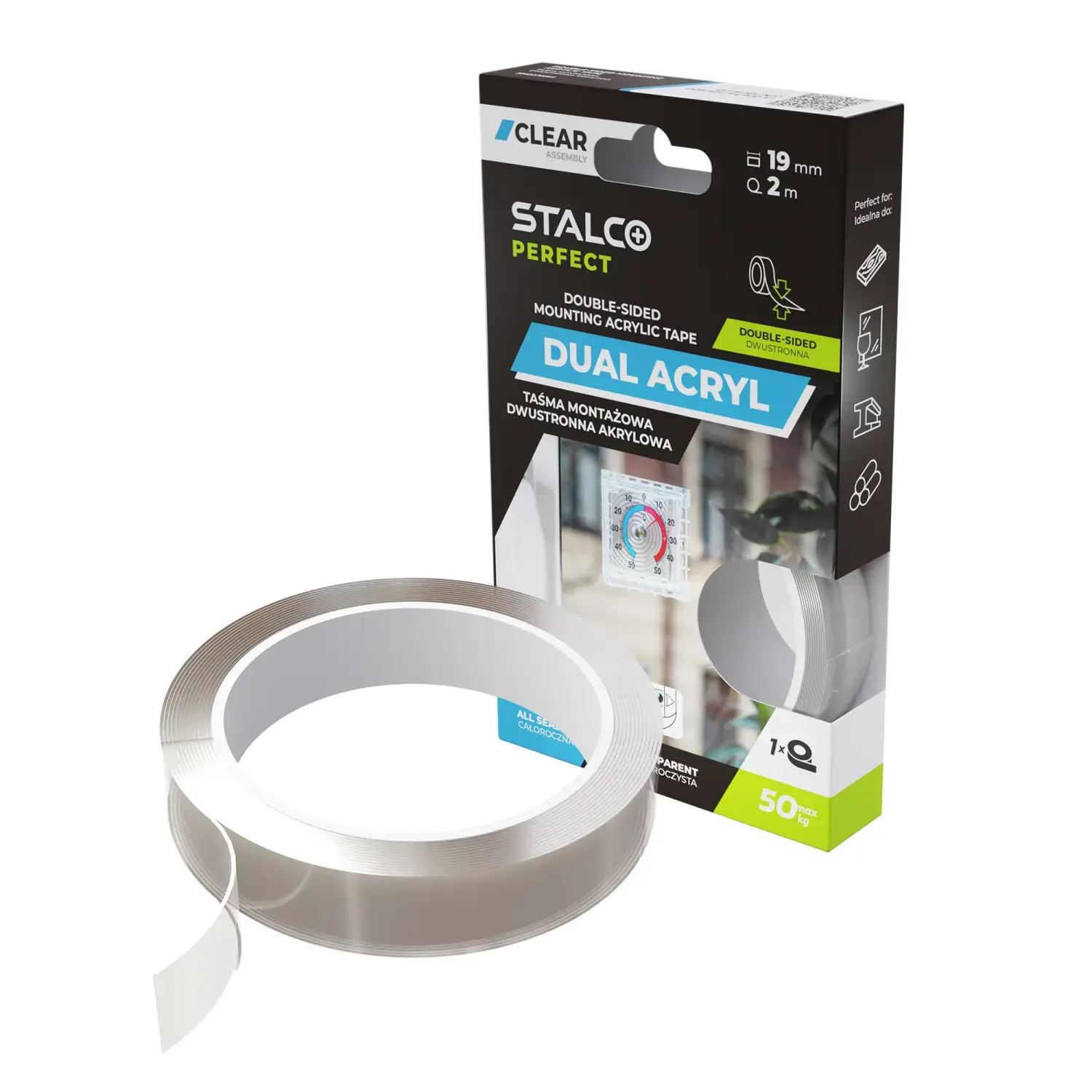 Double-sided acrylic mounting tape 19mm x 2m STALCO PERFECT S042276664 STALCO PERFECT S042276664