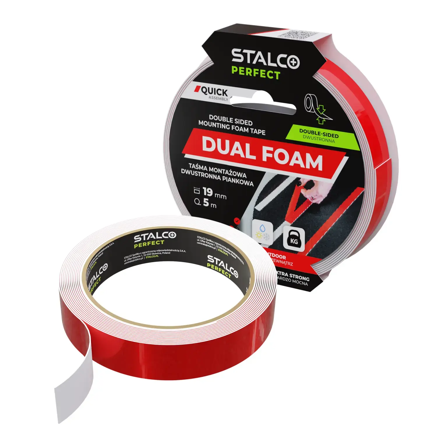 Double-sided foam mounting tape 19mm x 5m STALCO PERFECT S042276665 STALCO PERFECT S042276665
