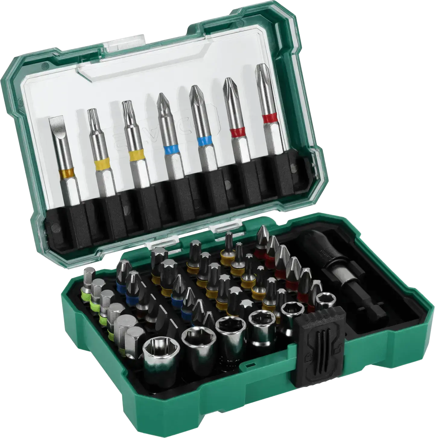 Bit and socket set with adapter 1/4 inch 50 pcs STALCO S-13734