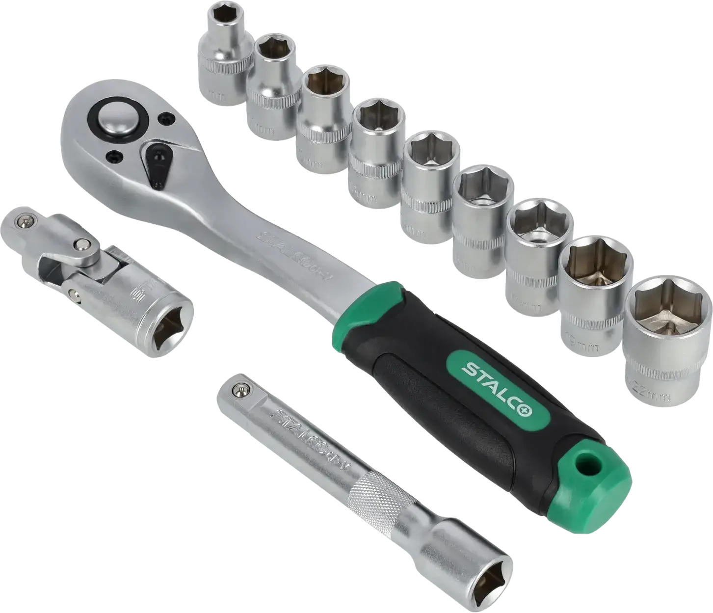 Sockets and ratchet on hanger 1/2 inch STALCO S-54001