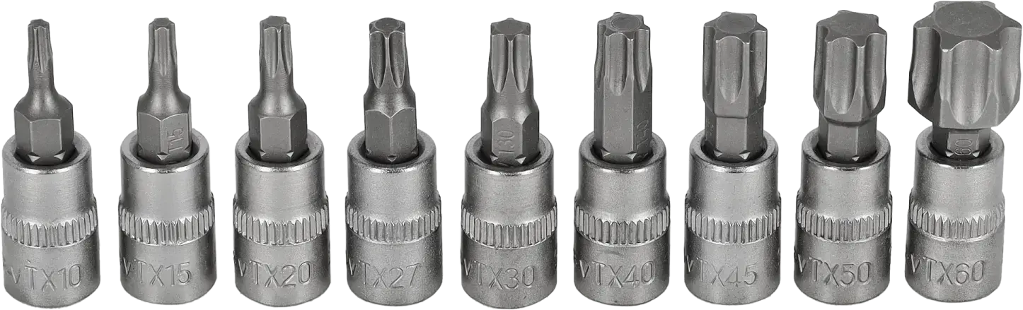 Bit socket set 1/4 inch on rail 9 pcs STALCO S-54019