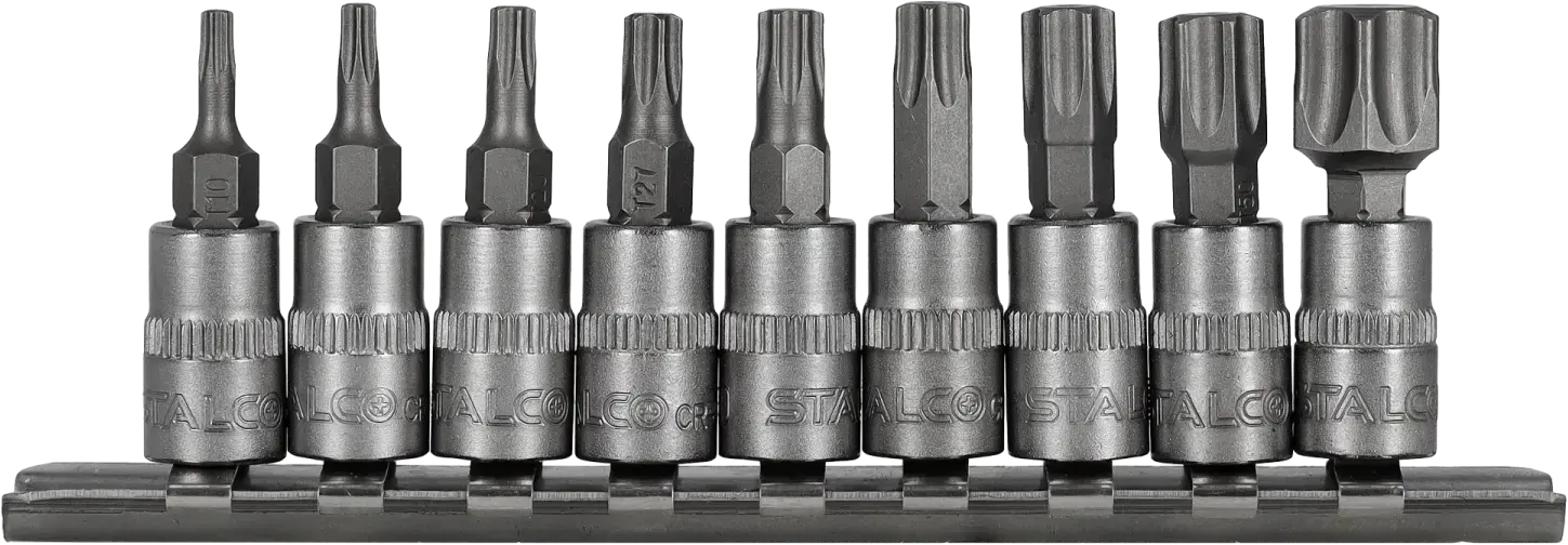 Bit socket set 1/4 inch on rail 9 pcs STALCO S-54019