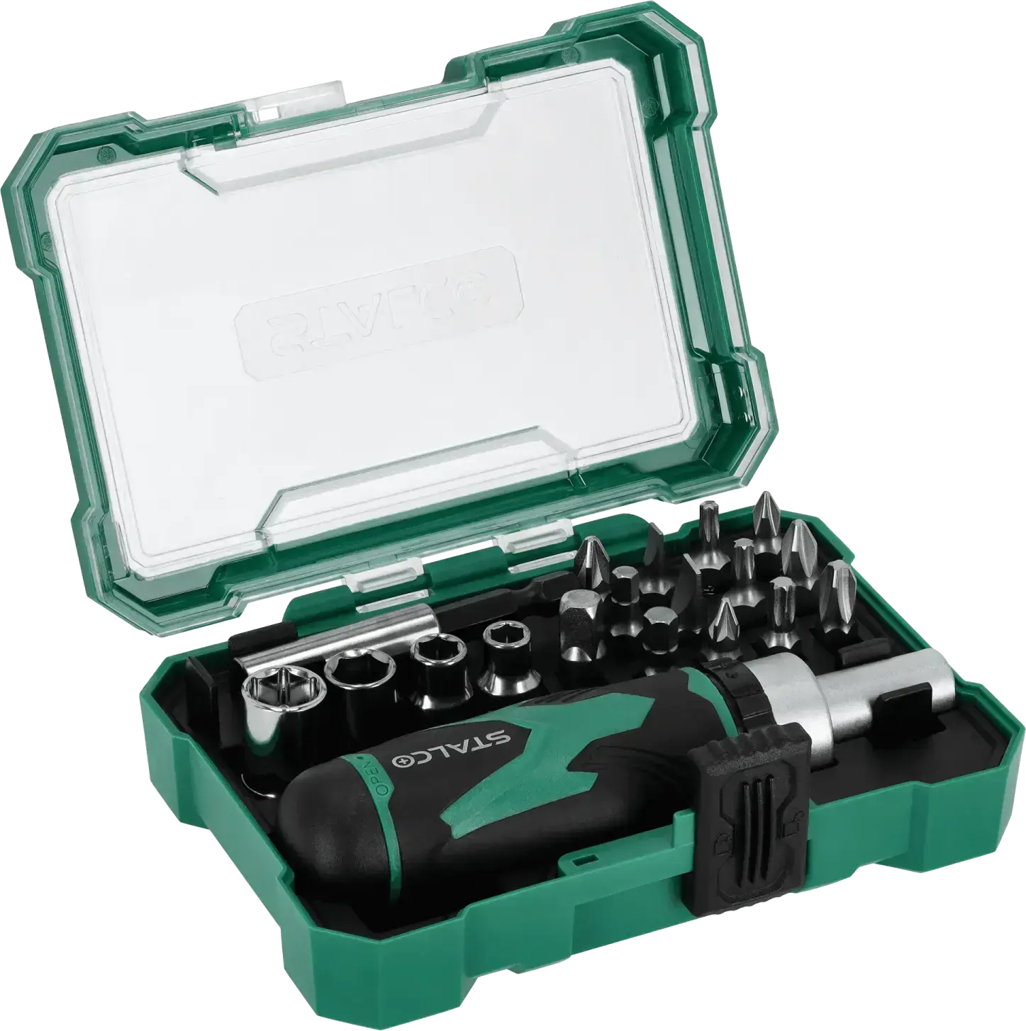 Bit socket and accessory set 1/4 inch 19 pcs STALCO S-13722