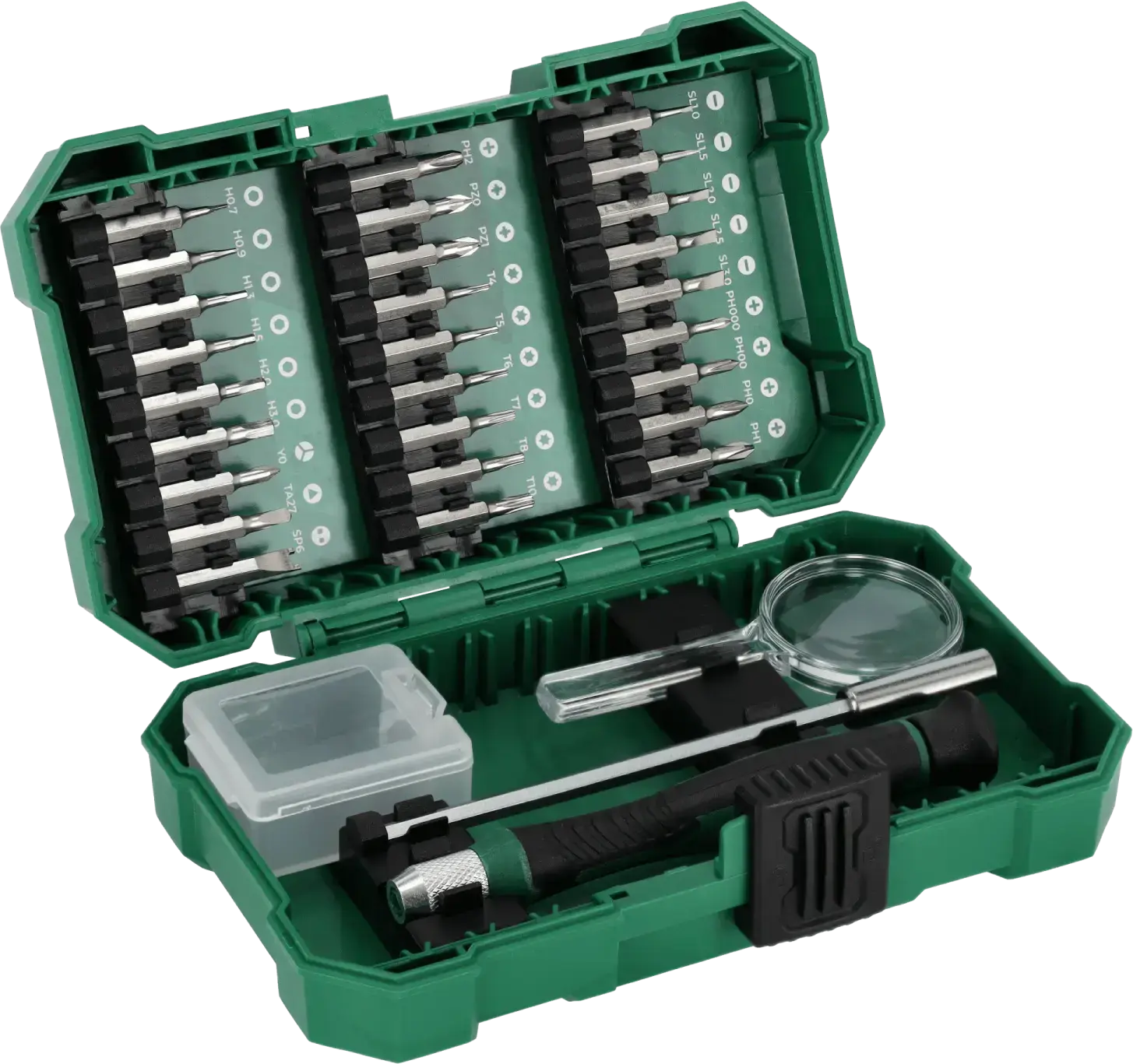 Precision bit and accessory set 1/4 inch 31 pcs STALCO S-13726