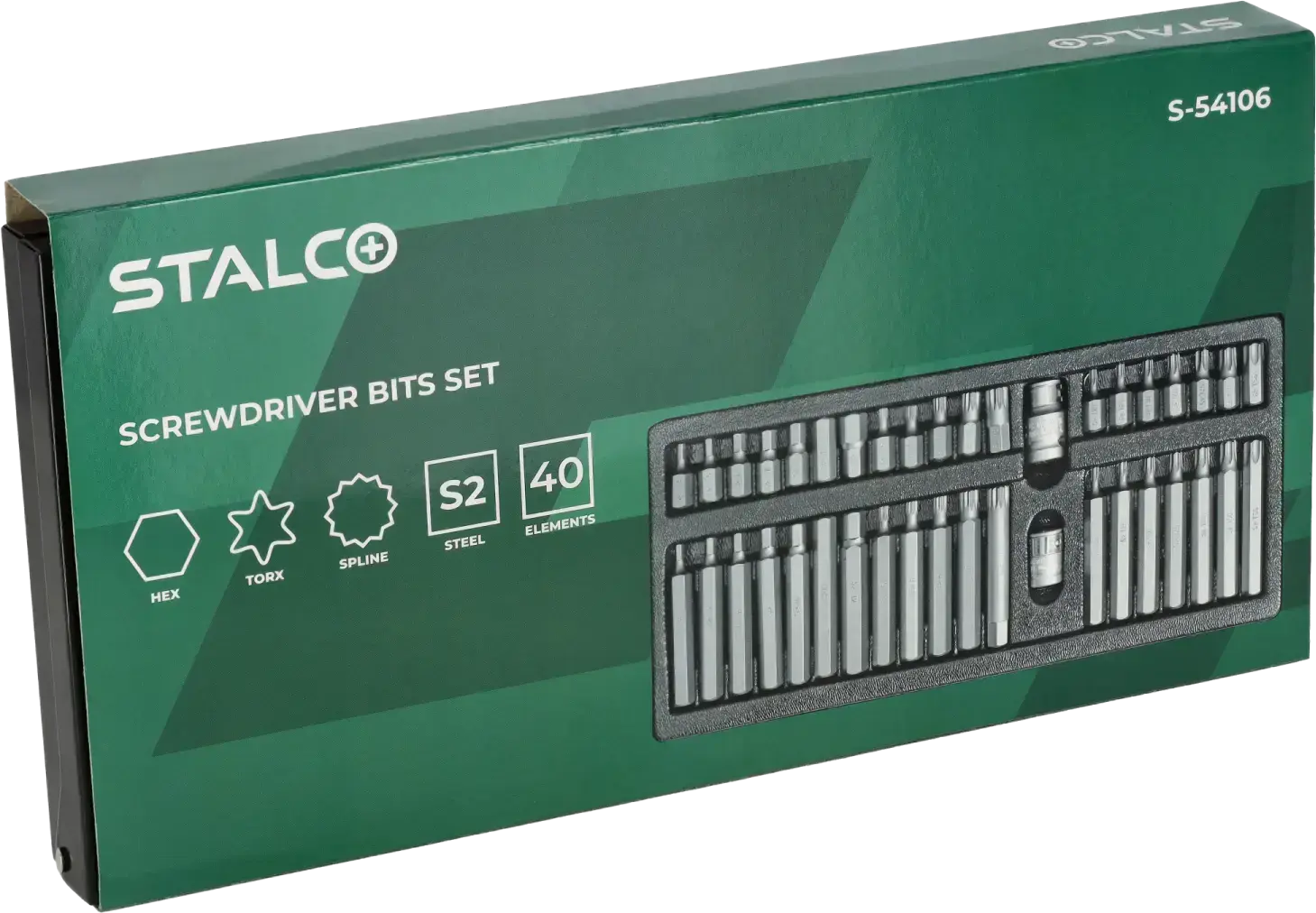 Screwdriver bit set TORX HEX Spline 40 pcs STALCO S-54106