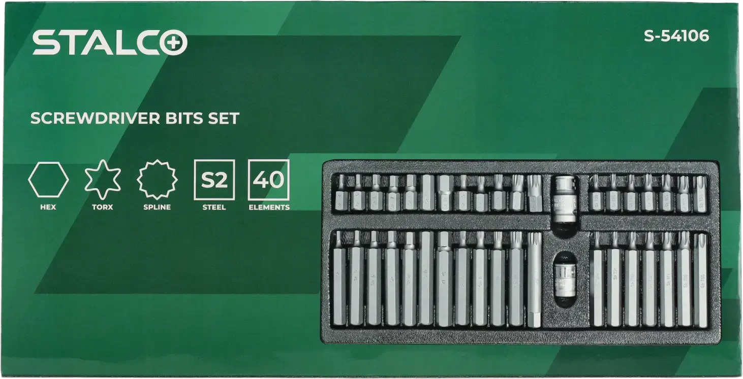 Screwdriver bit set TORX HEX Spline 40 pcs STALCO S-54106