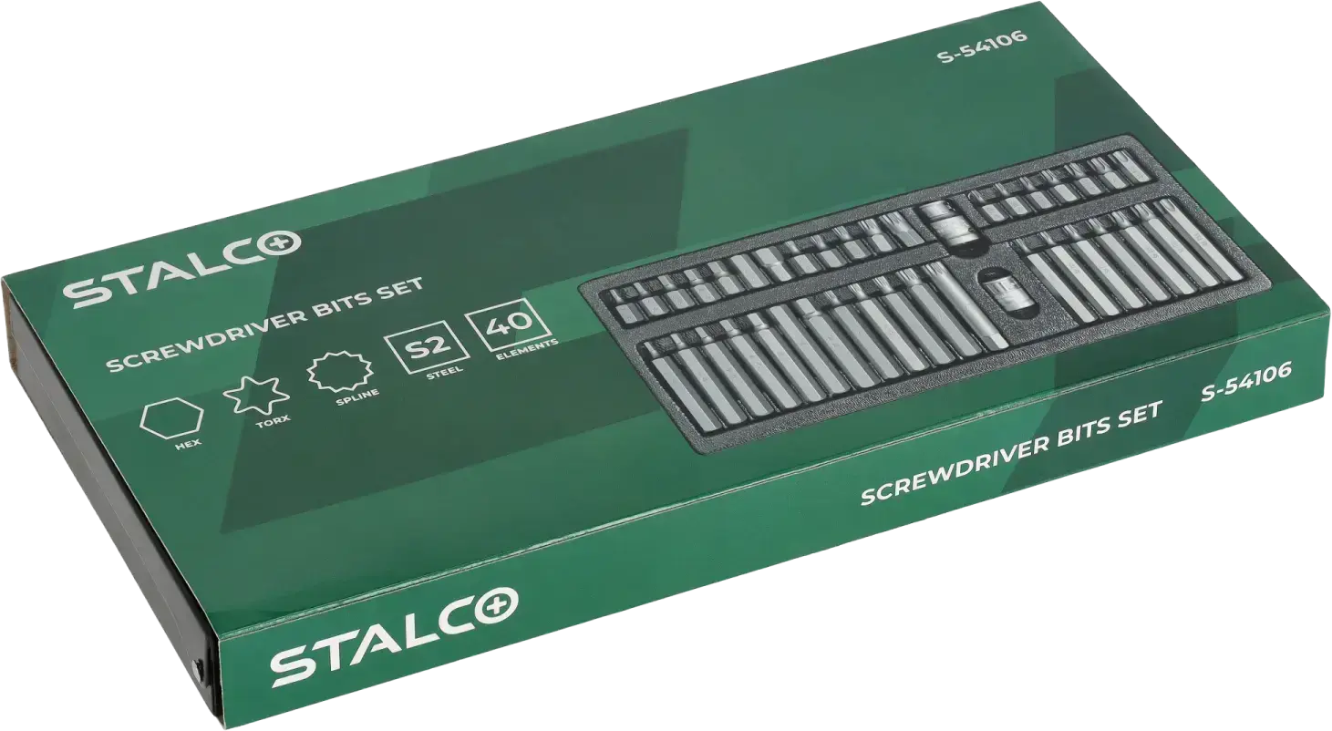 Screwdriver bit set TORX HEX Spline 40 pcs STALCO S-54106