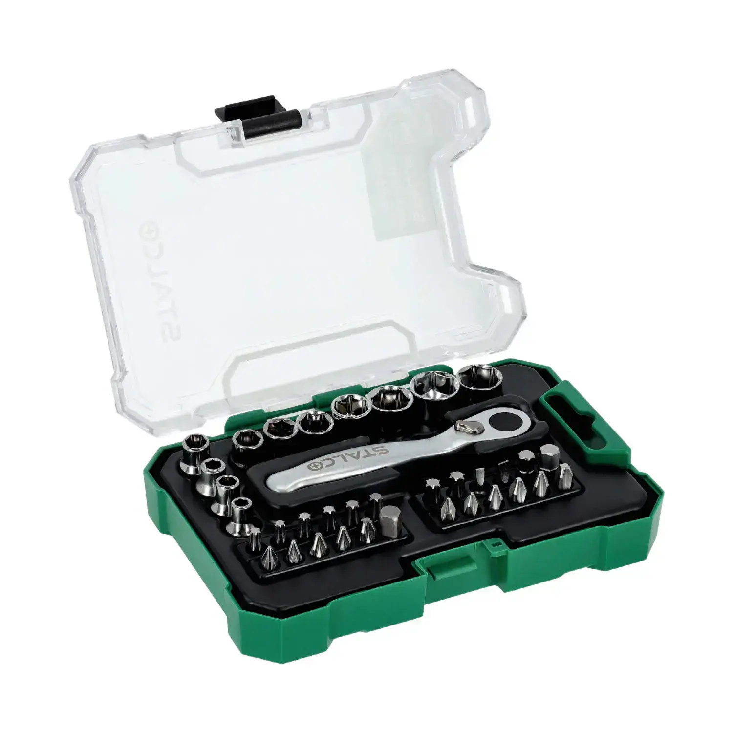 Bit set S2 steel sockets CrV ratchet for bits and sockets 36 pcs STALCO S-13738