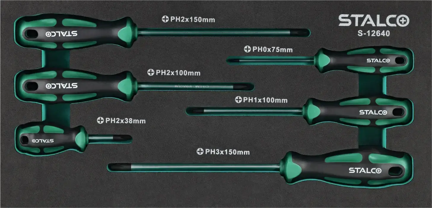 Phillips screwdrivers CrV set 6 pcs EVA STALCO S-12640