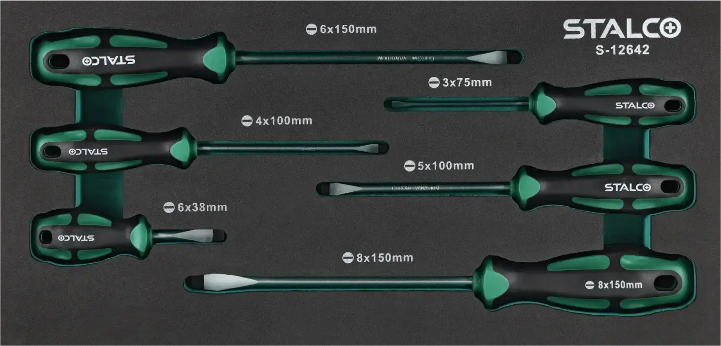 Flat screwdrivers CrV set 6 pcs EVA STALCO S-12642