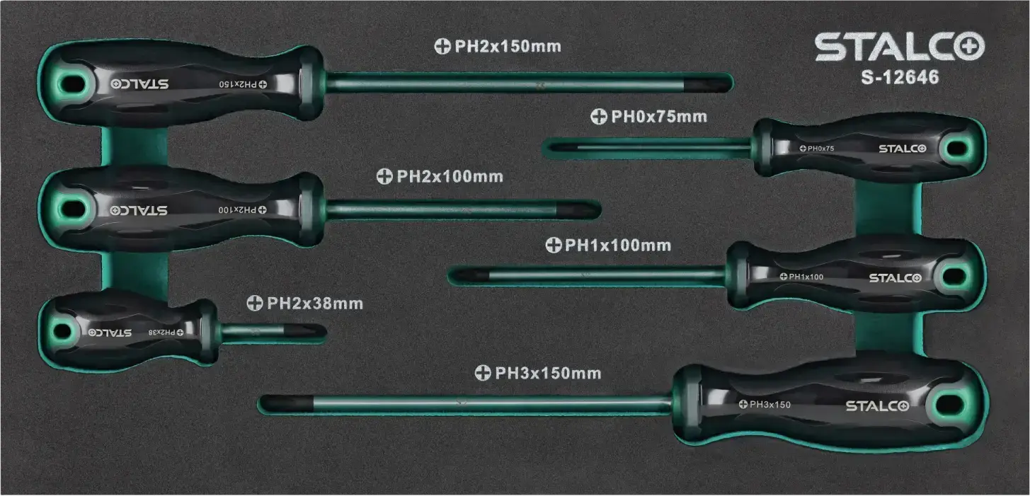 Phillips screwdrivers S2 set 6 pcs STALCO S-12646