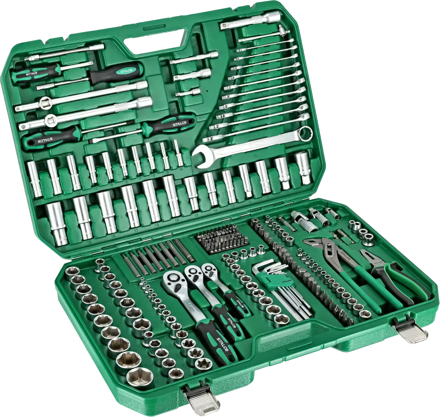 Socket wrench and tool set 1/4+3/8+1/2 inch 237 pcs BMC case STALCO S011100237